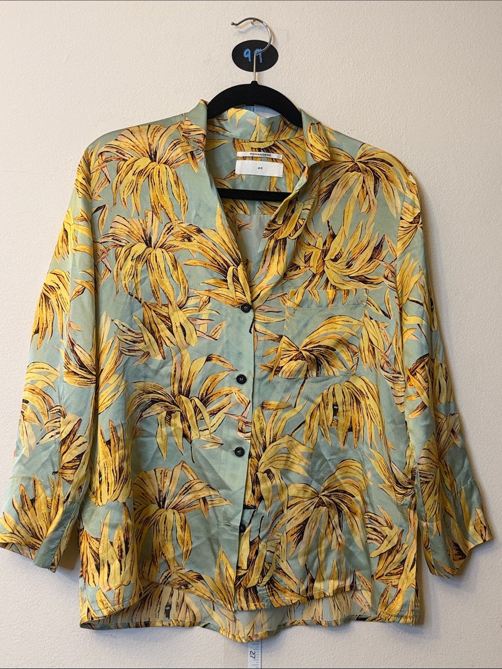 Pomandere Light Green & Yellow Tropical Button-Down Shirt by